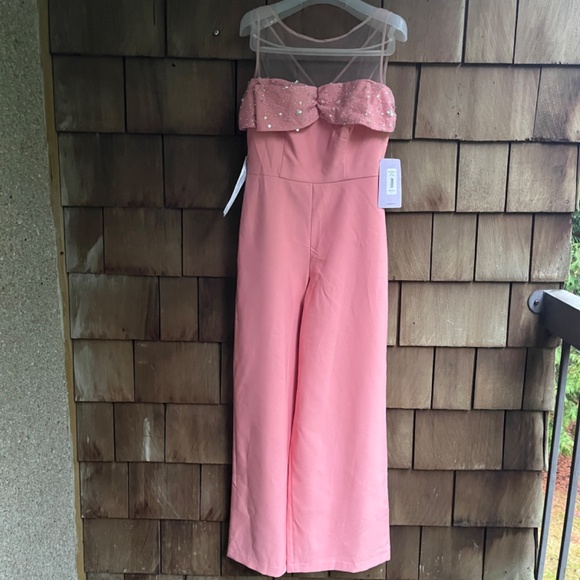 Js Collections Sequence Jamie Bow Jumpsuit, Pink Apricot Wide Leg Size 6 - Picture 8 of 17